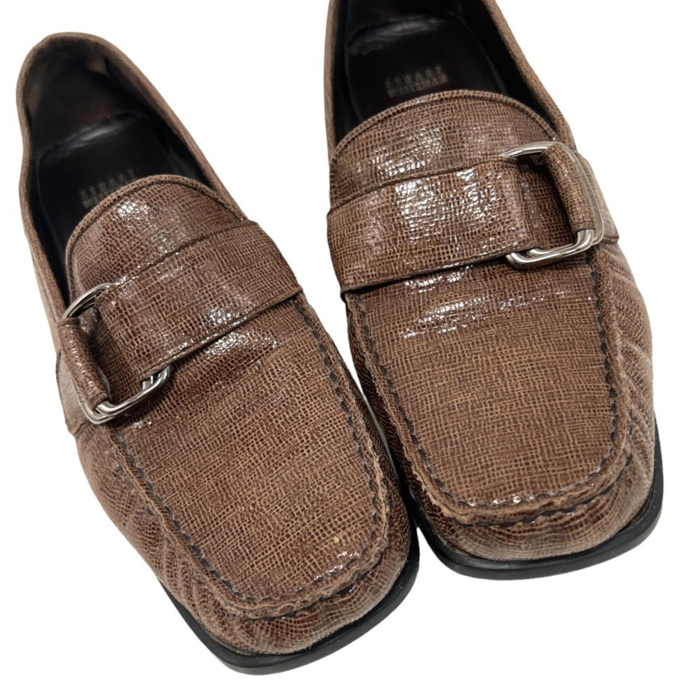 Stuart Weitzman Brown Leather Buckle Casual Comfort Career FlatsLoafers Women 10 - Picture 4 of 16